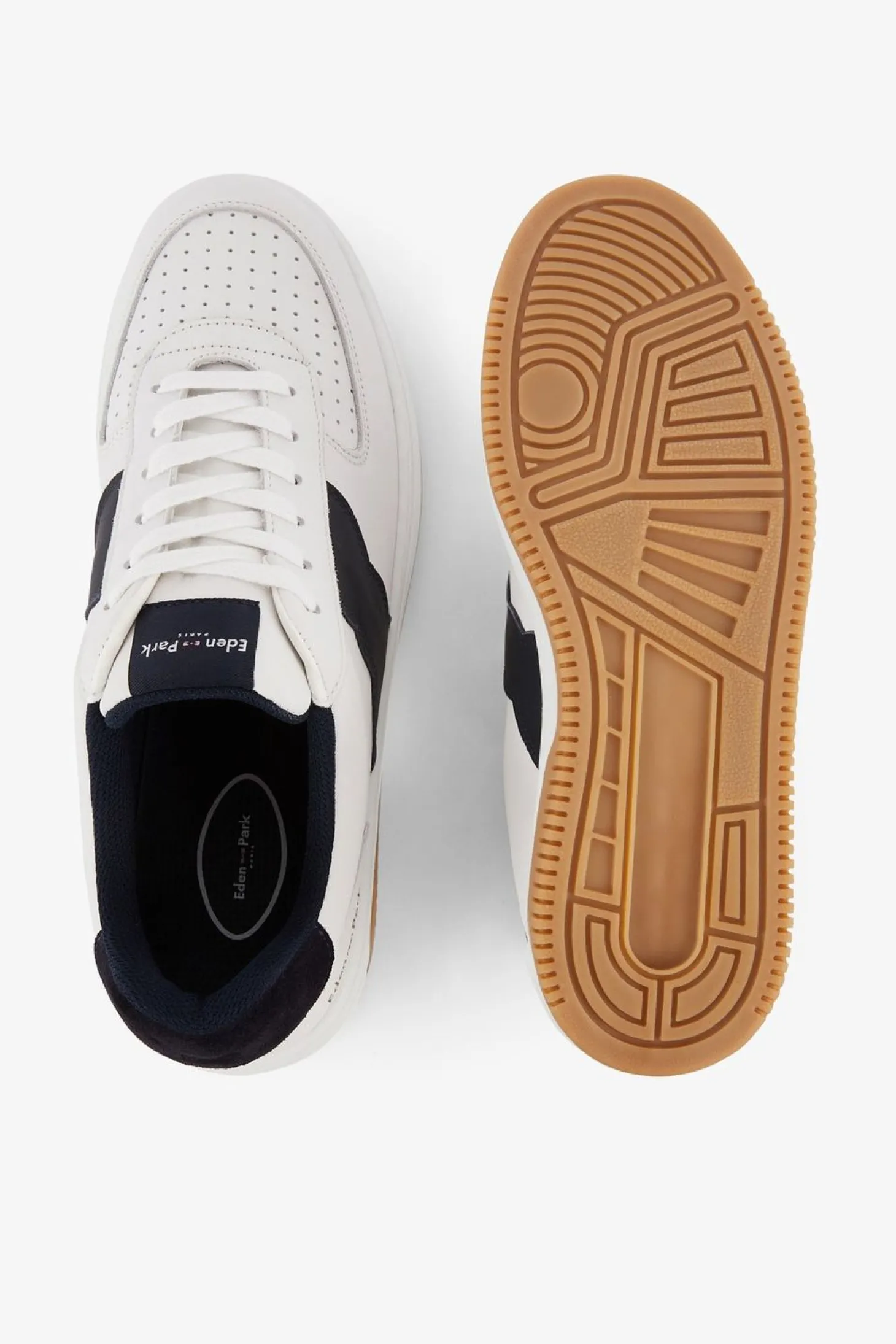 Baskets Blanches Bicolores En Cuir