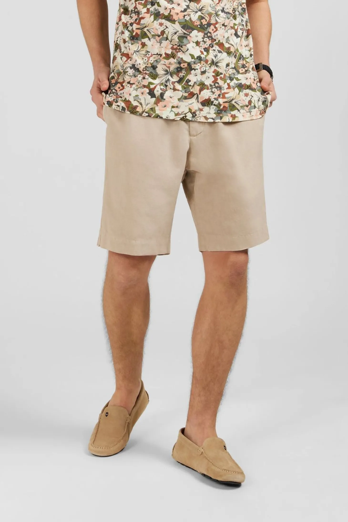 Bermuda Beige A Taille Elastiquee