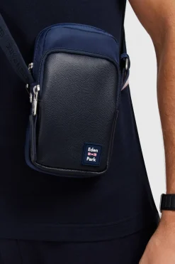 Besace Bleu Marine Avec Effet Cuir Graine
