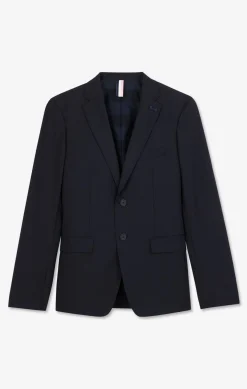 Blazer Bleu Fonce Details Noeud En Relief