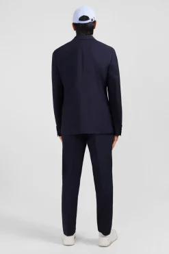 Blazer Bleu Fonce Details Noeud En Relief