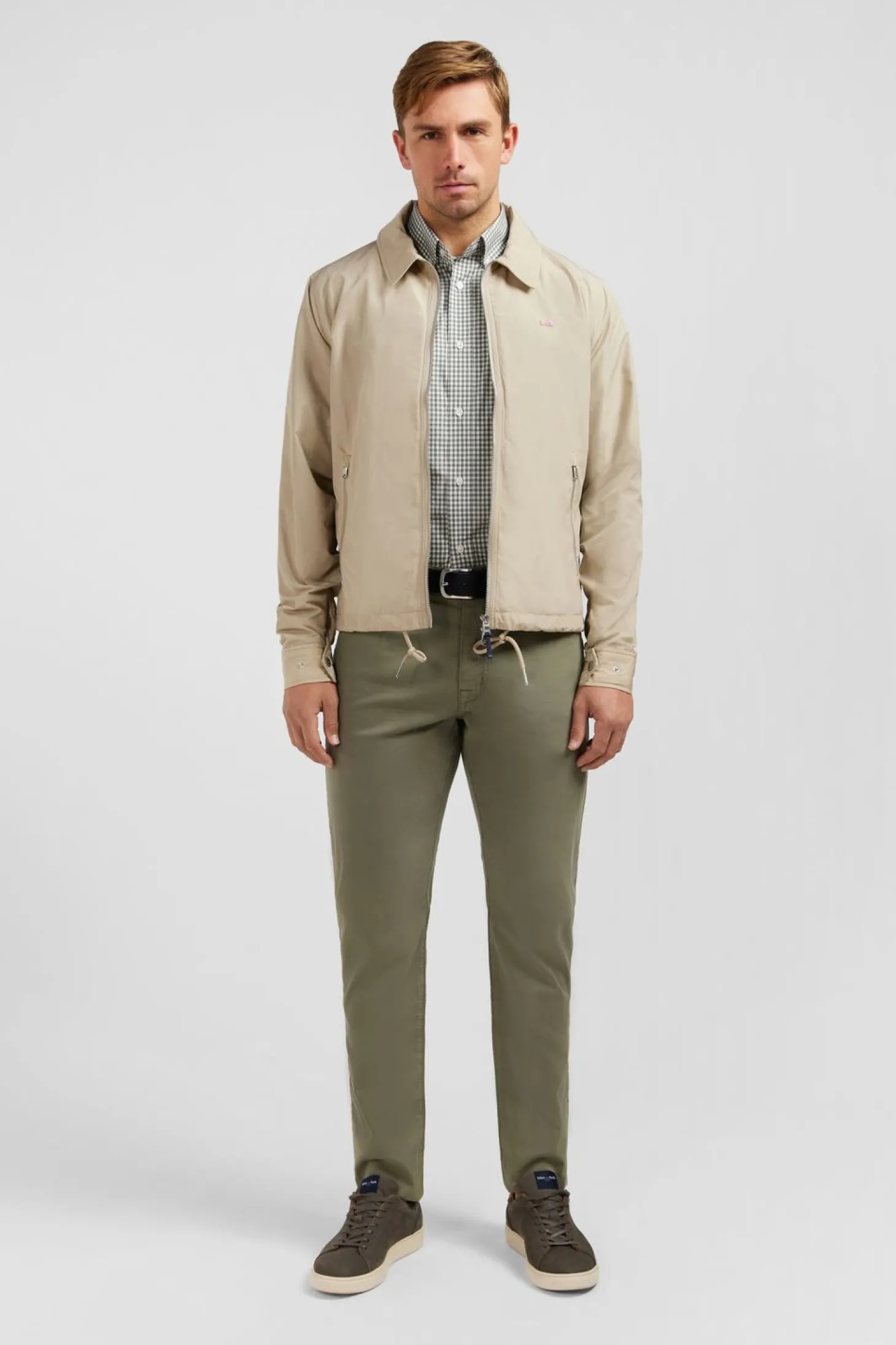 Blouson Zippe A Col Classique Beige