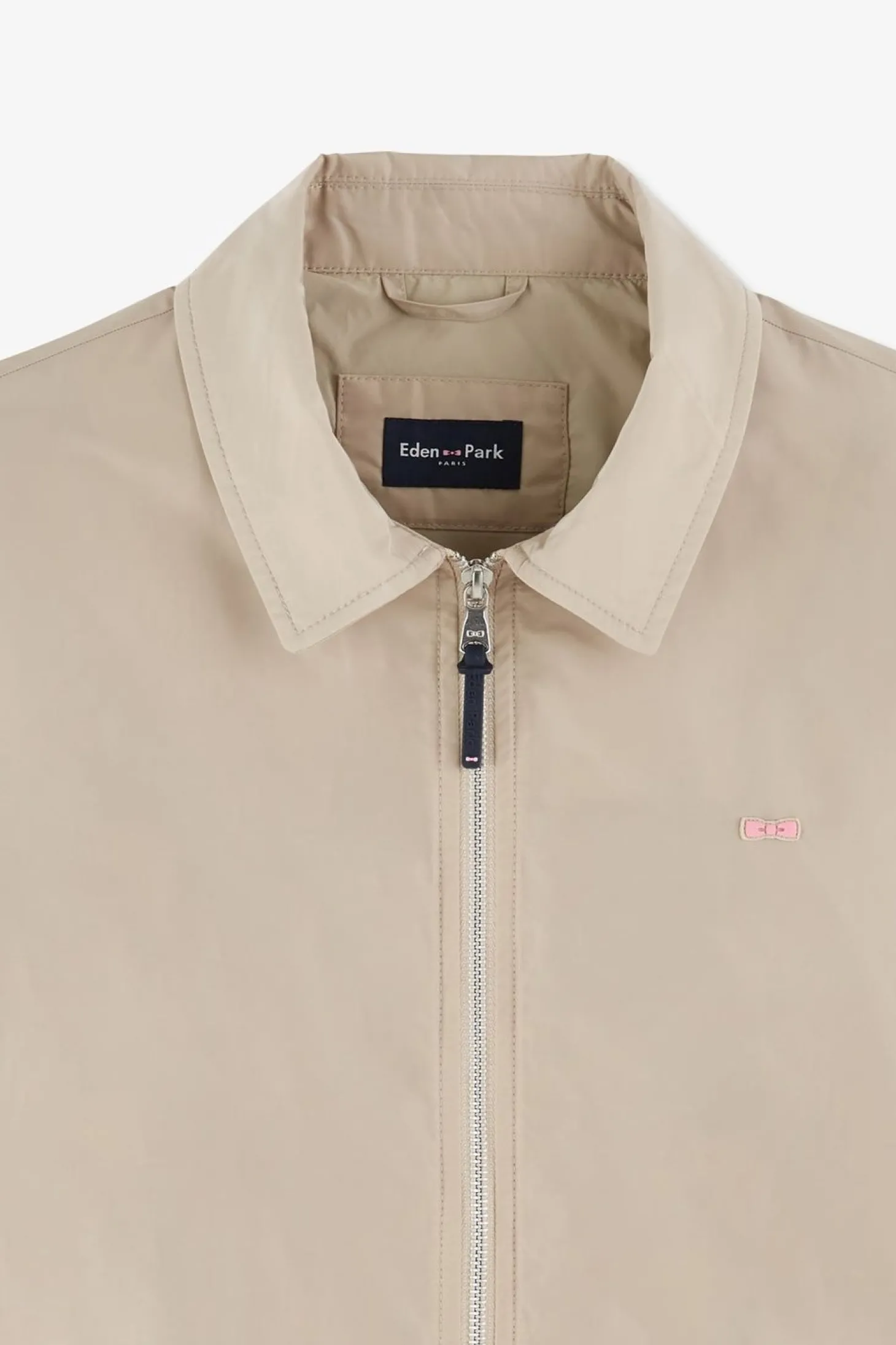 Blouson Zippe A Col Classique Beige