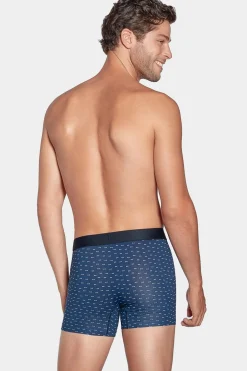 Boxer A Micro Motifs Noeud Papillon Marine Et Blanc En Coton Stretch