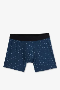 Boxer A Micro Motifs Noeud Papillon Marine Et Blanc En Coton Stretch