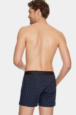 Boxer A Micro Motifs Noeud Papillon Marine Et Blanc En Coton