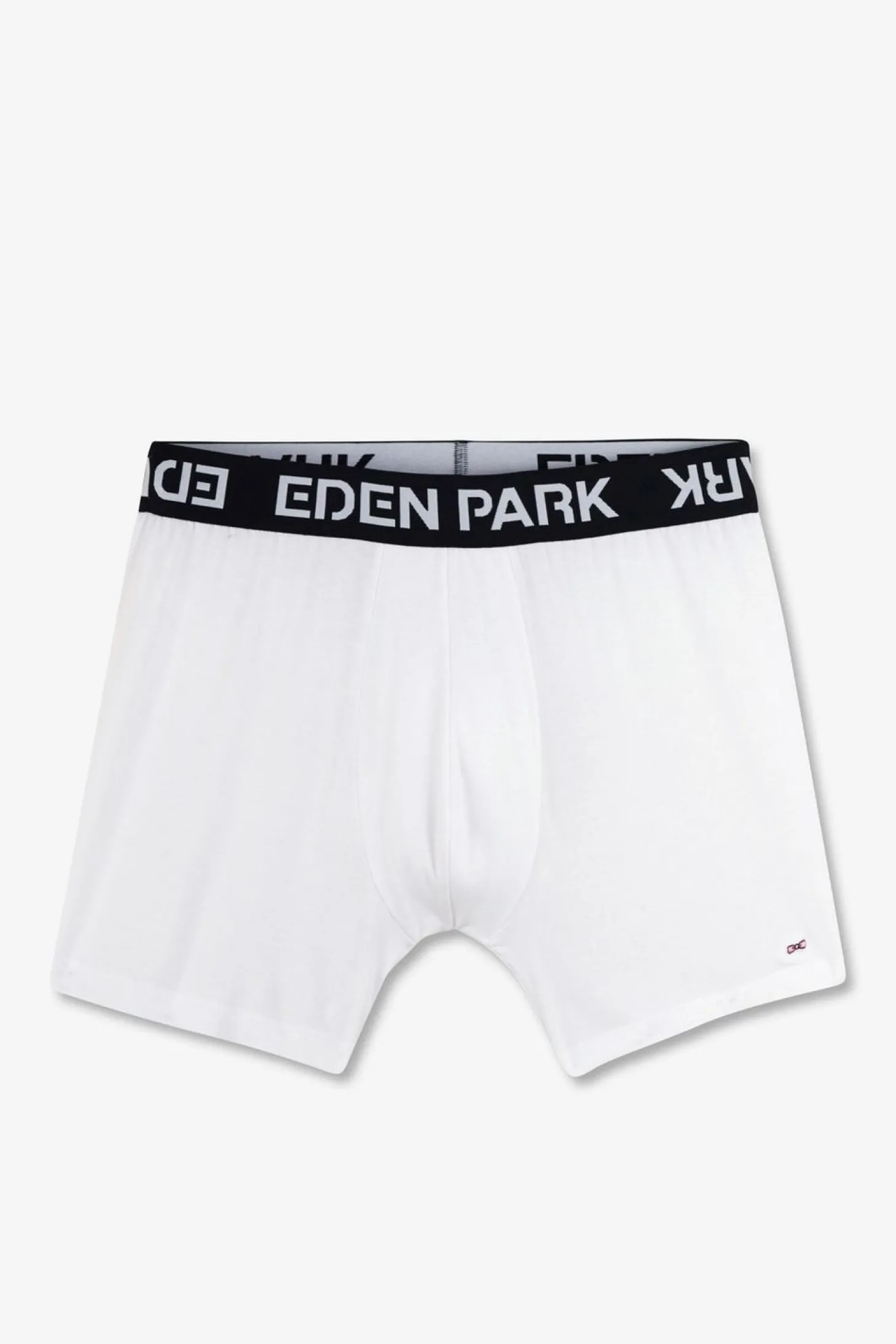 Boxer Blanc A Ceinture Elastique Marine En Coton Stretch