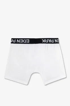 Boxer Blanc A Ceinture Elastique Marine En Coton Stretch