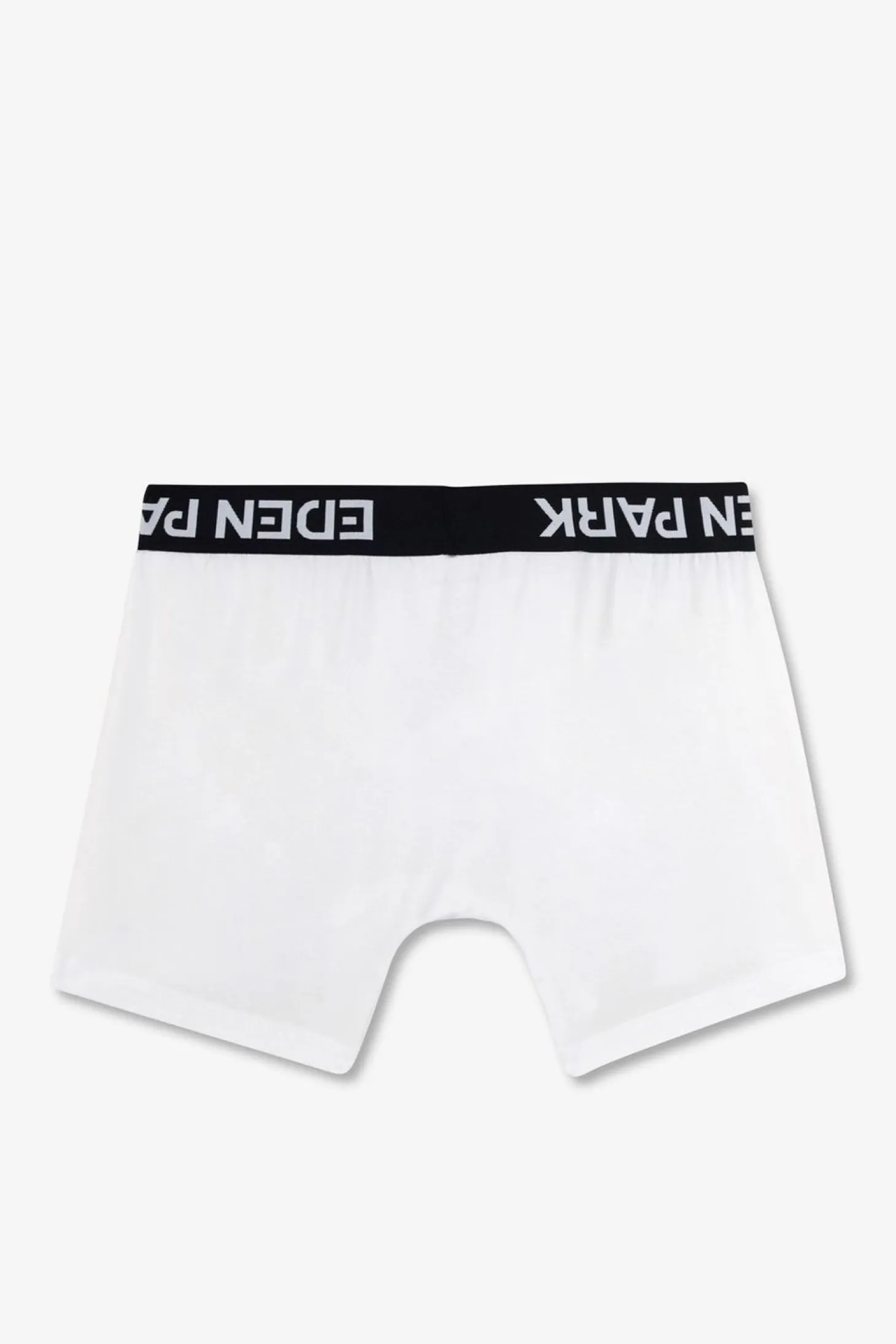 Boxer Blanc A Ceinture Elastique Marine En Coton Stretch