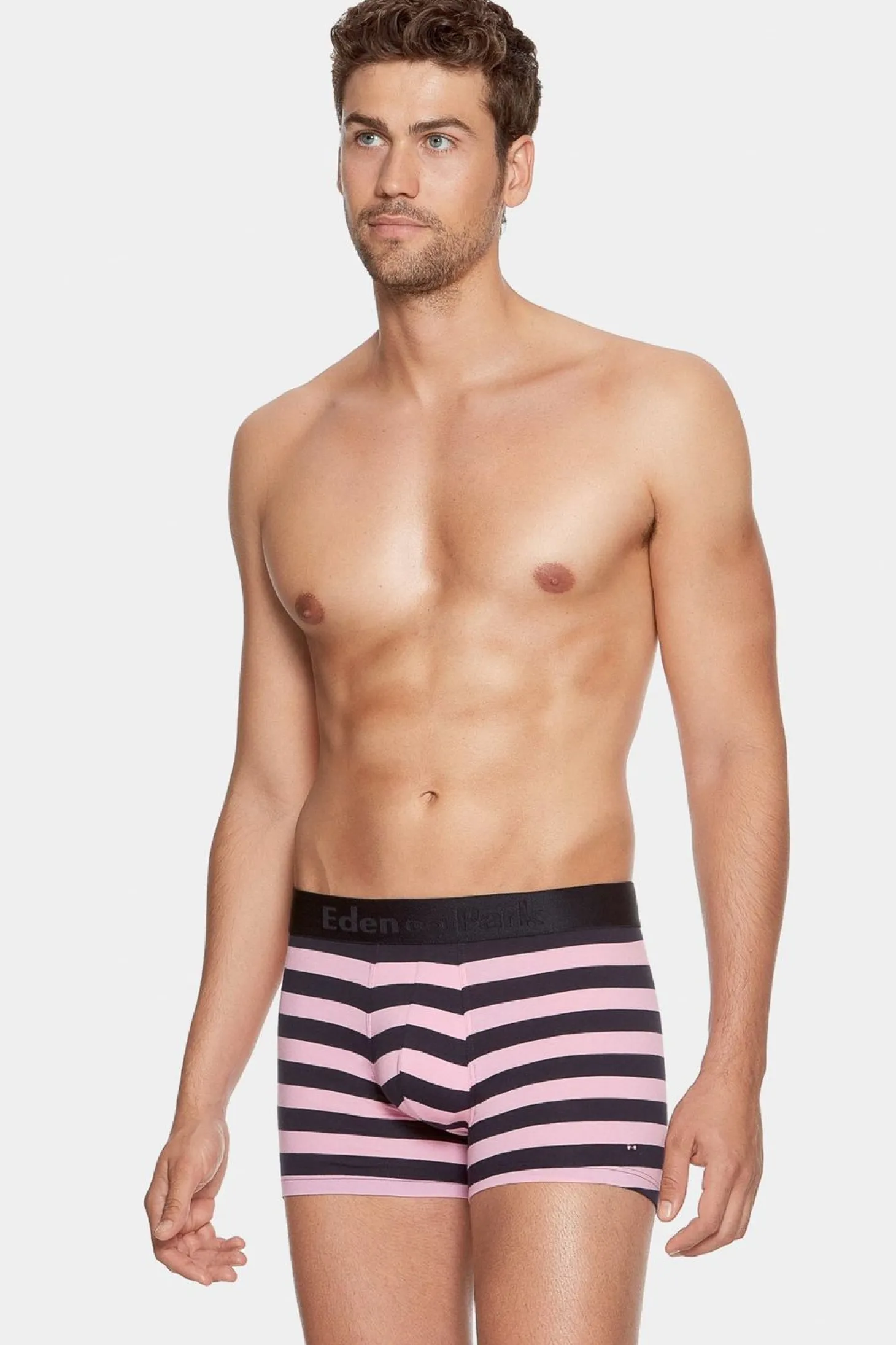 Boxer Cercle Marine Et Rose En Coton Stretch