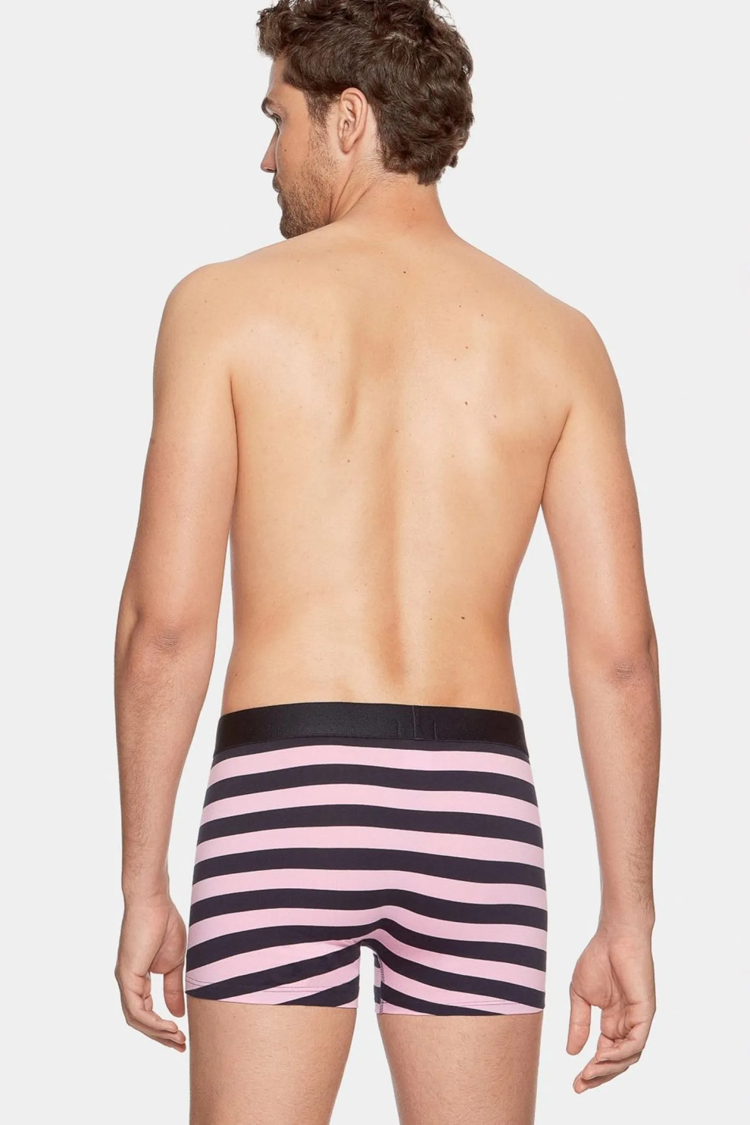 Boxer Cercle Marine Et Rose En Coton Stretch