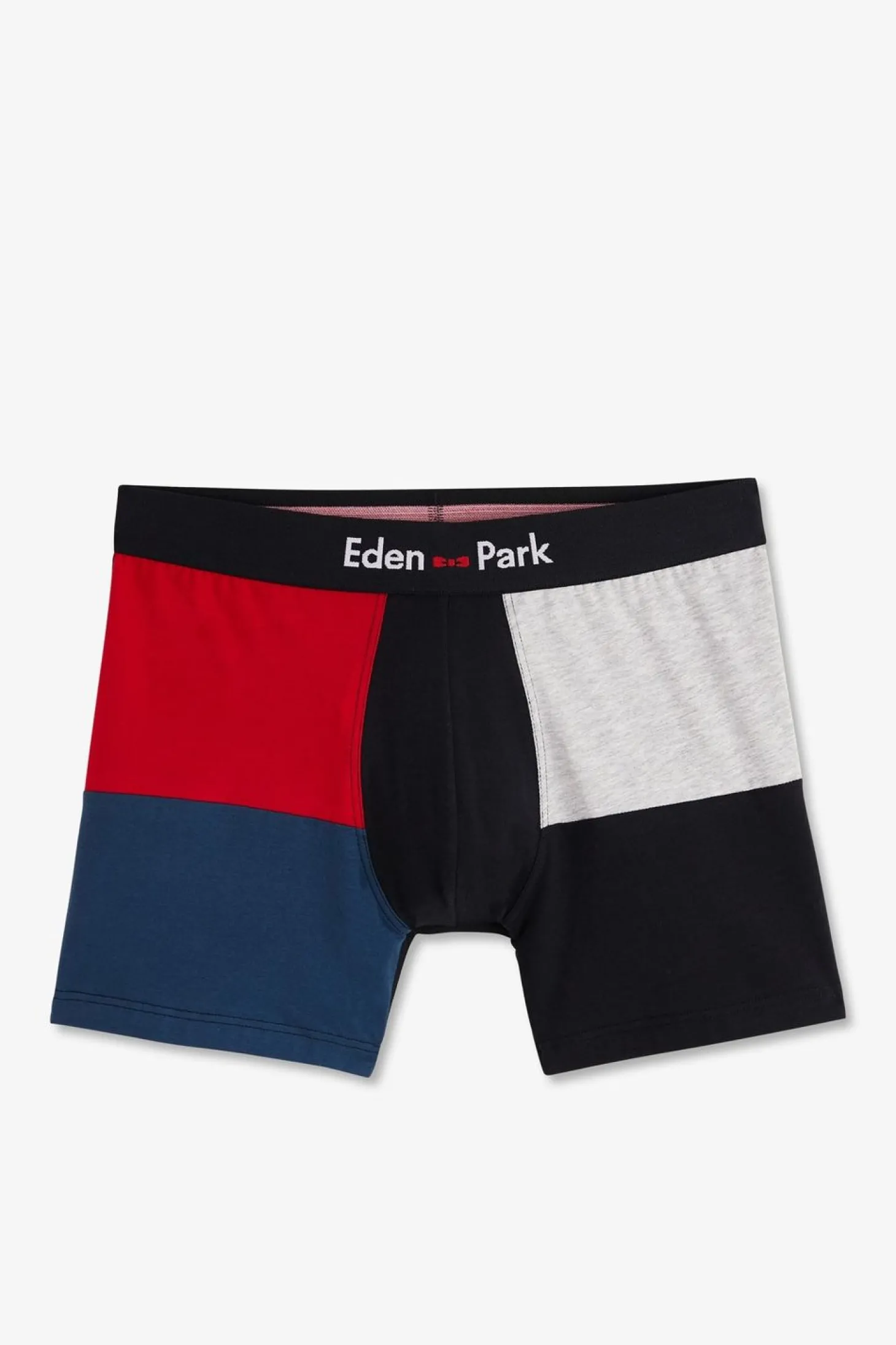 Boxer Colorblock Marine Rouge Et Gris En Coton Stretch