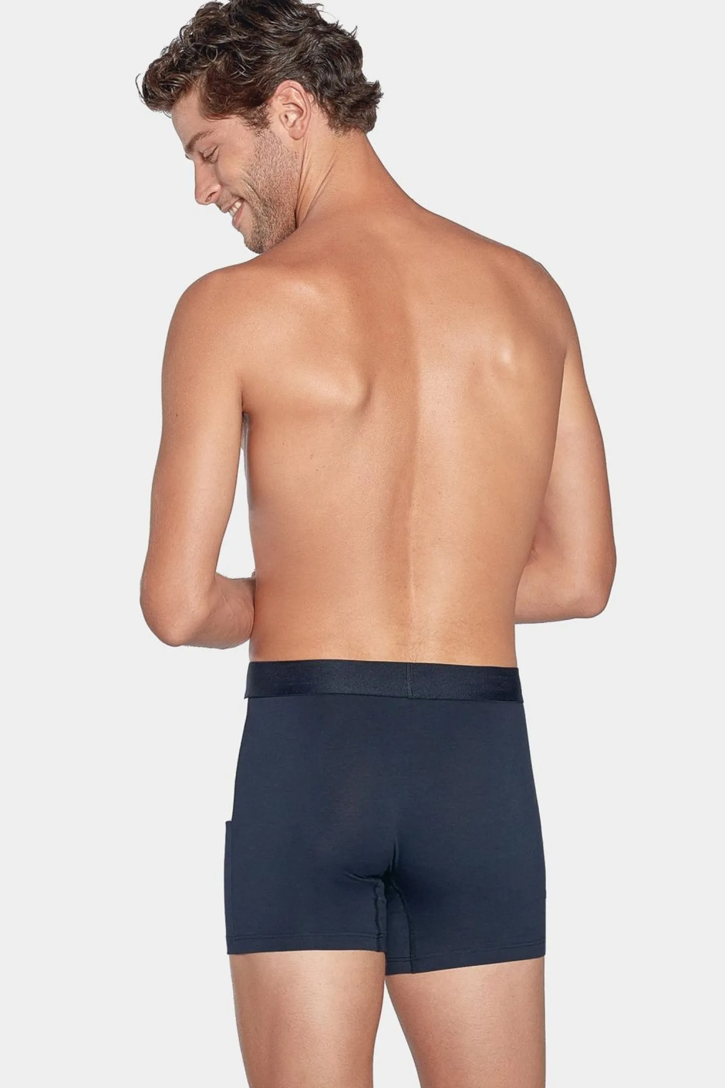Boxer Colorblock Marine Rouge Et Gris En Coton Stretch
