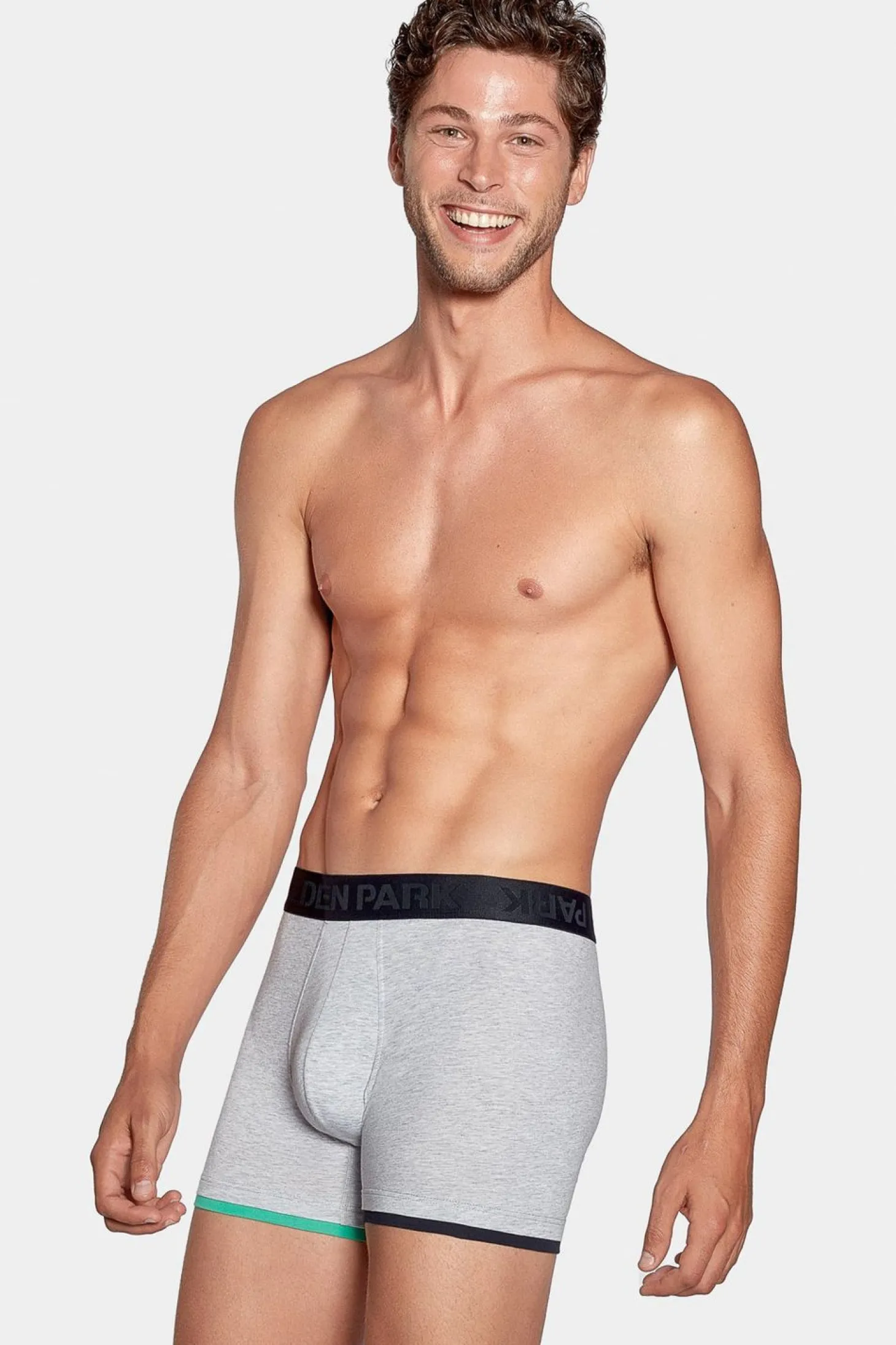 Boxer Gris A Details Contrastes En Coton Stretch
