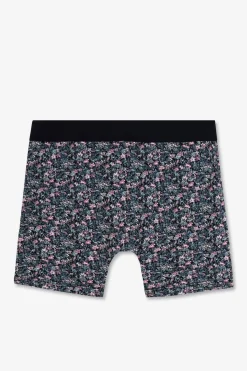 Boxer Marine Micro Imprime Fleurs En Coton Stretch