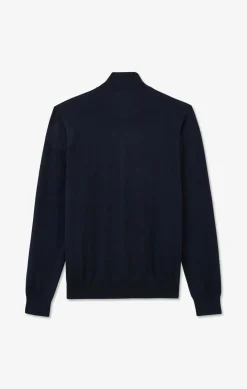 Cardigan Bleu Marine Zippe En Coton