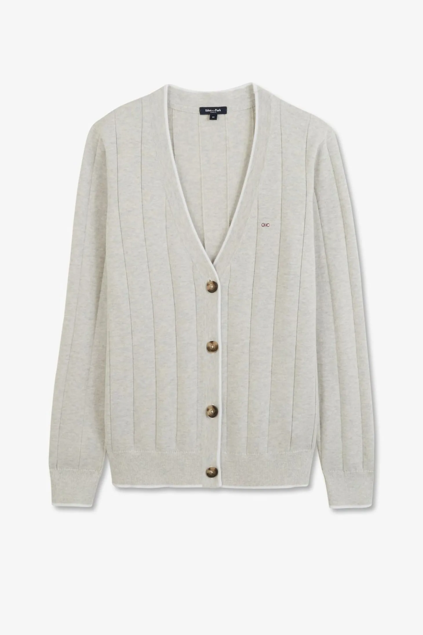 Cardigan Boutonne Gris En Jeu De Maille