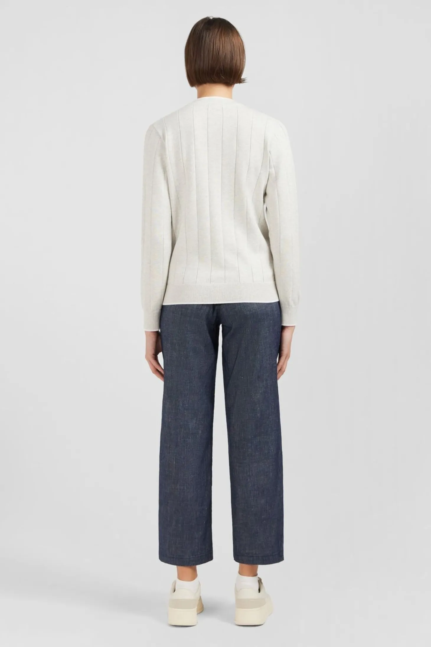 Cardigan Boutonne Gris En Jeu De Maille