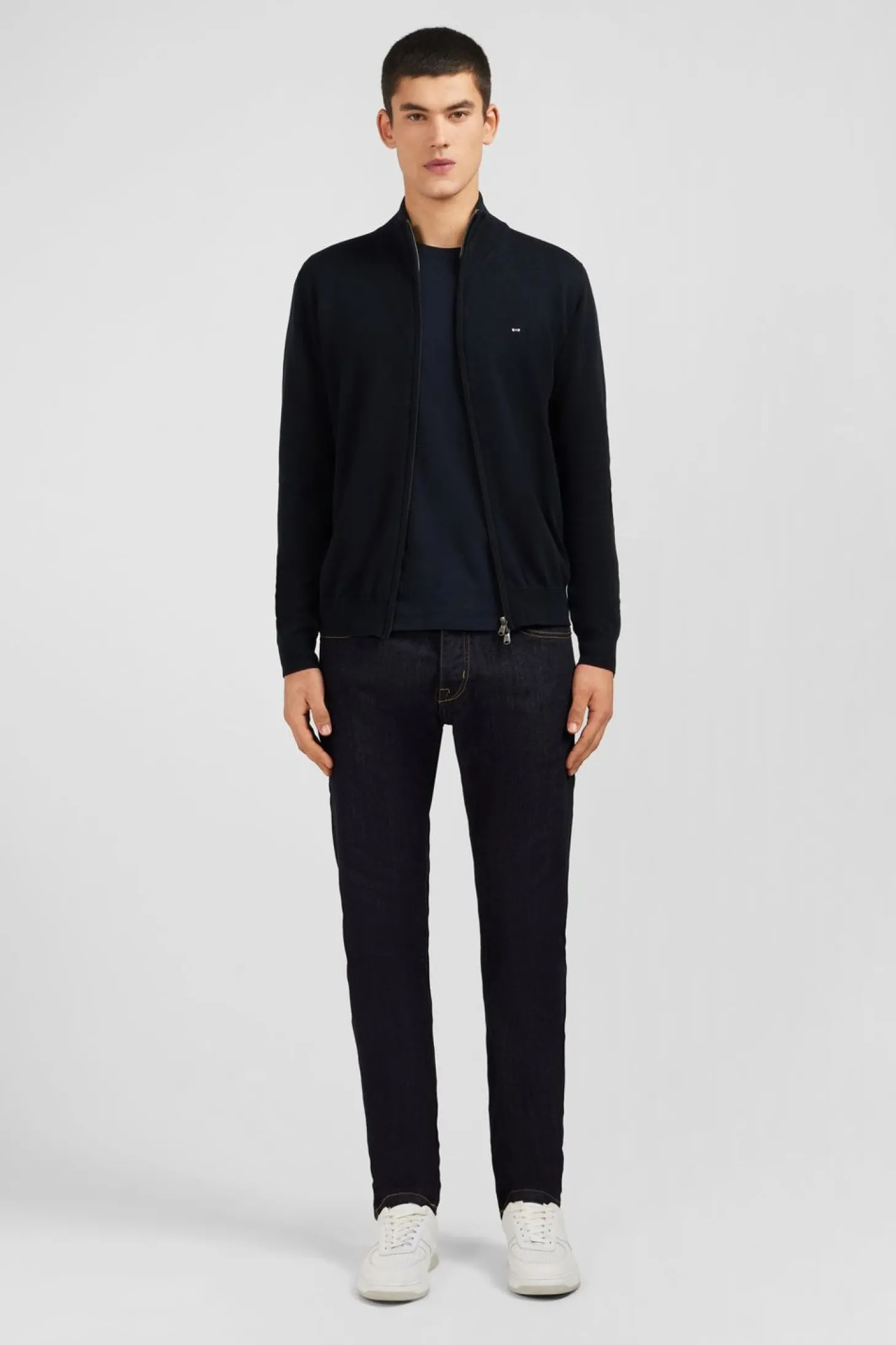 Cardigan Noir Zippe En Coton