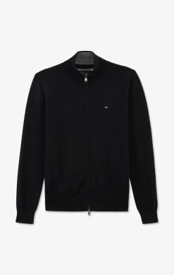 Cardigan Noir Zippe En Coton