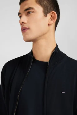 Cardigan Noir Zippe En Coton