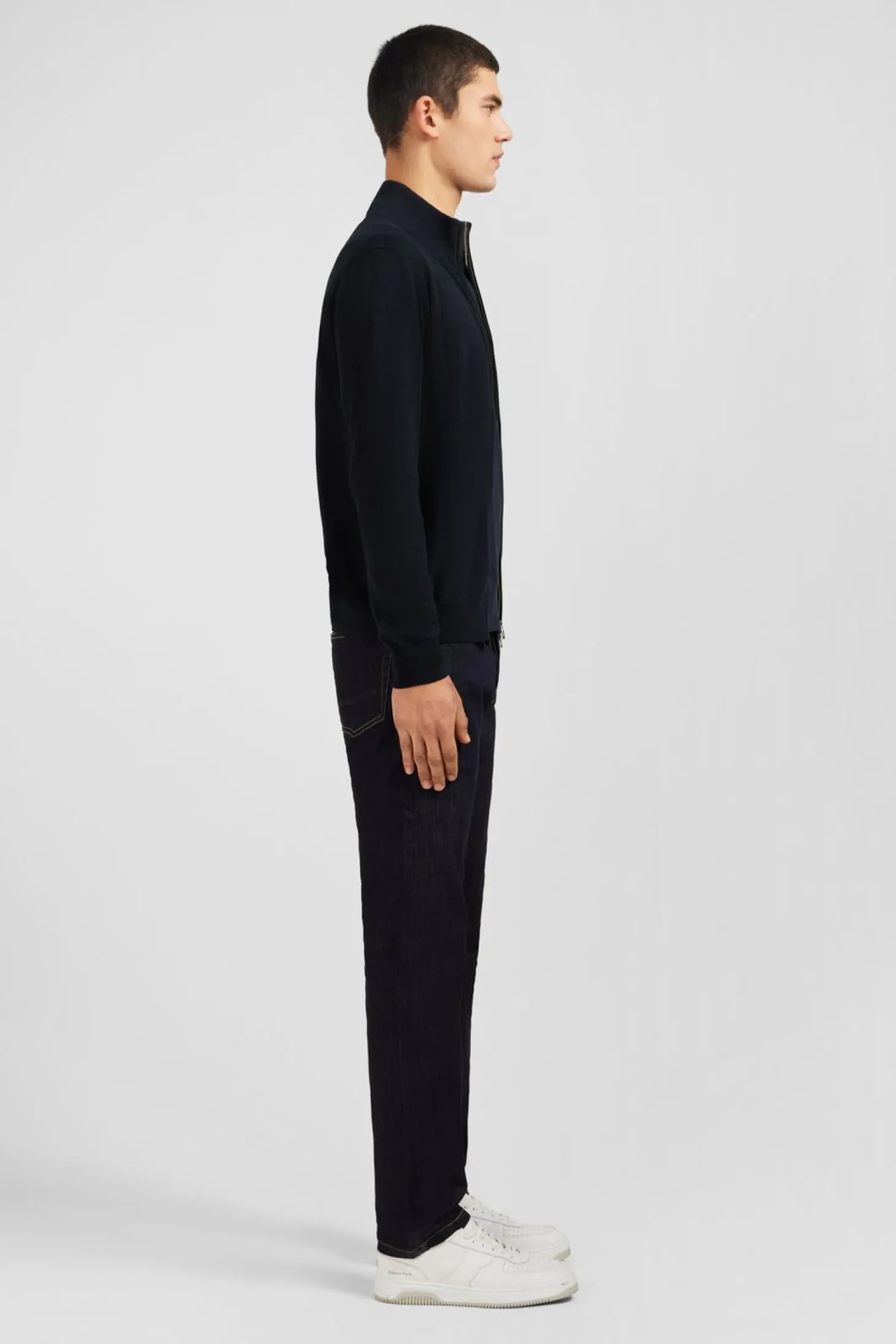 Cardigan Noir Zippe En Coton