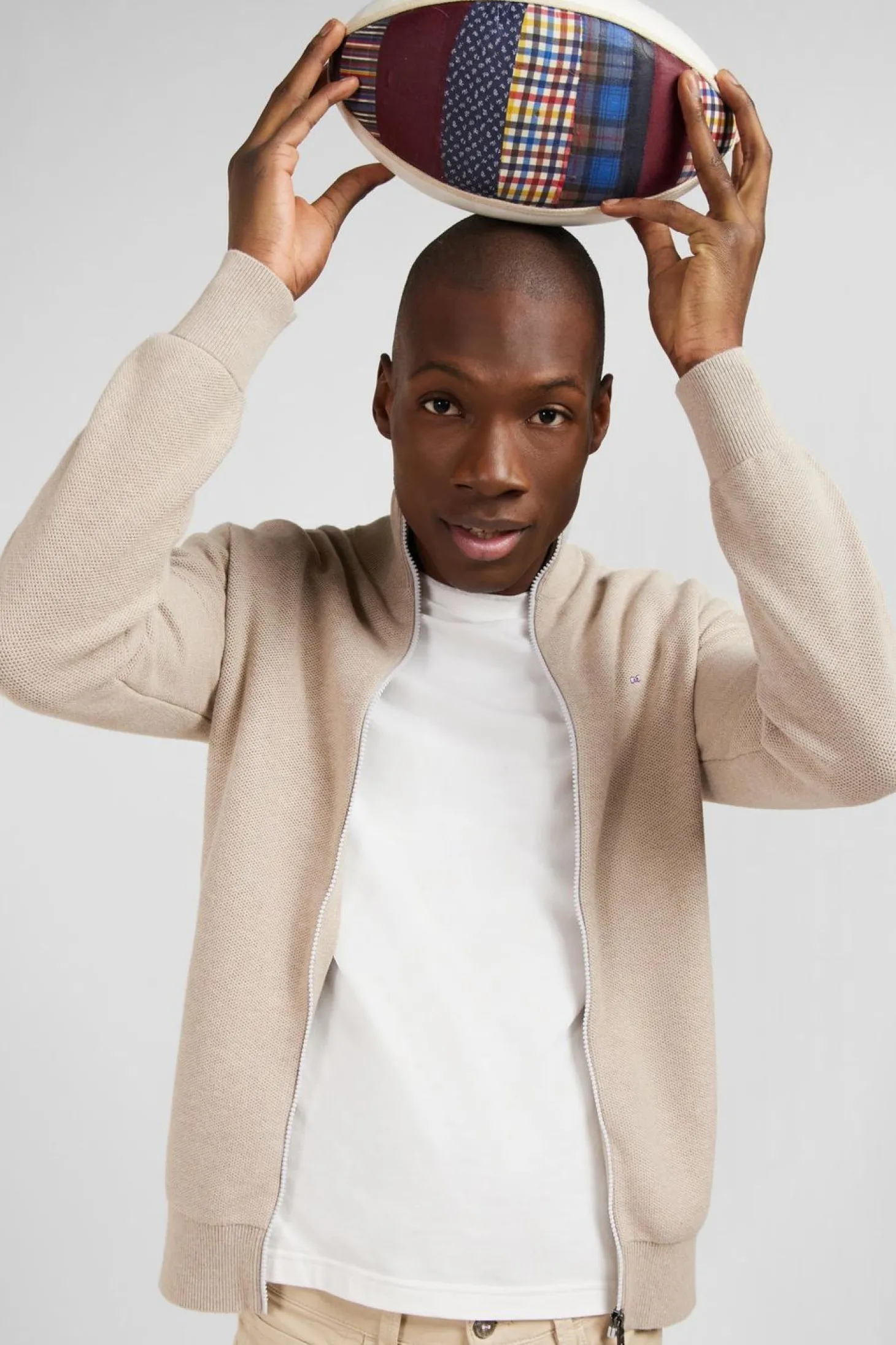 Cardigan Zippe Beige