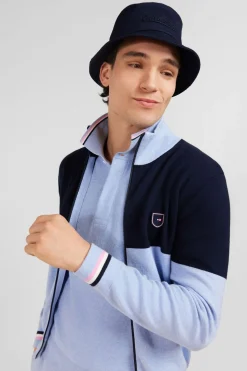 Cardigan Zippe Bleu Colorblock