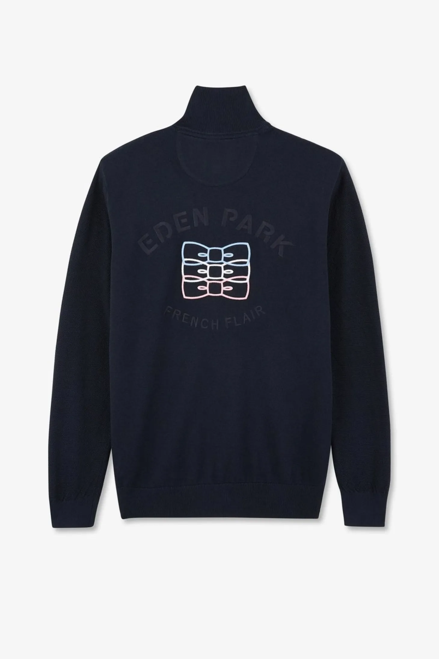Cardigan Zippe Marine En Coton Embleme Tricolore
