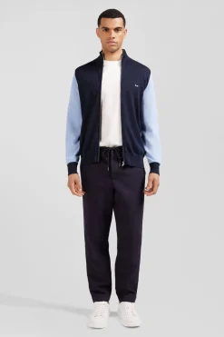 Cardigan Zippe Marine Et Bleu Numero 10
