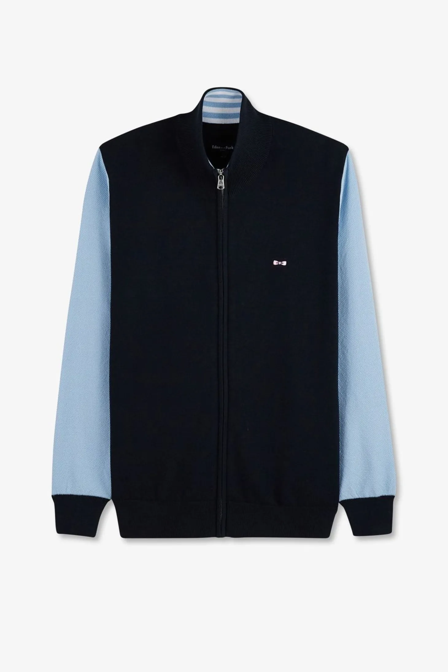 Cardigan Zippe Marine Et Bleu Numero 10