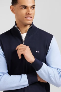 Cardigan Zippe Marine Et Bleu Numero 10