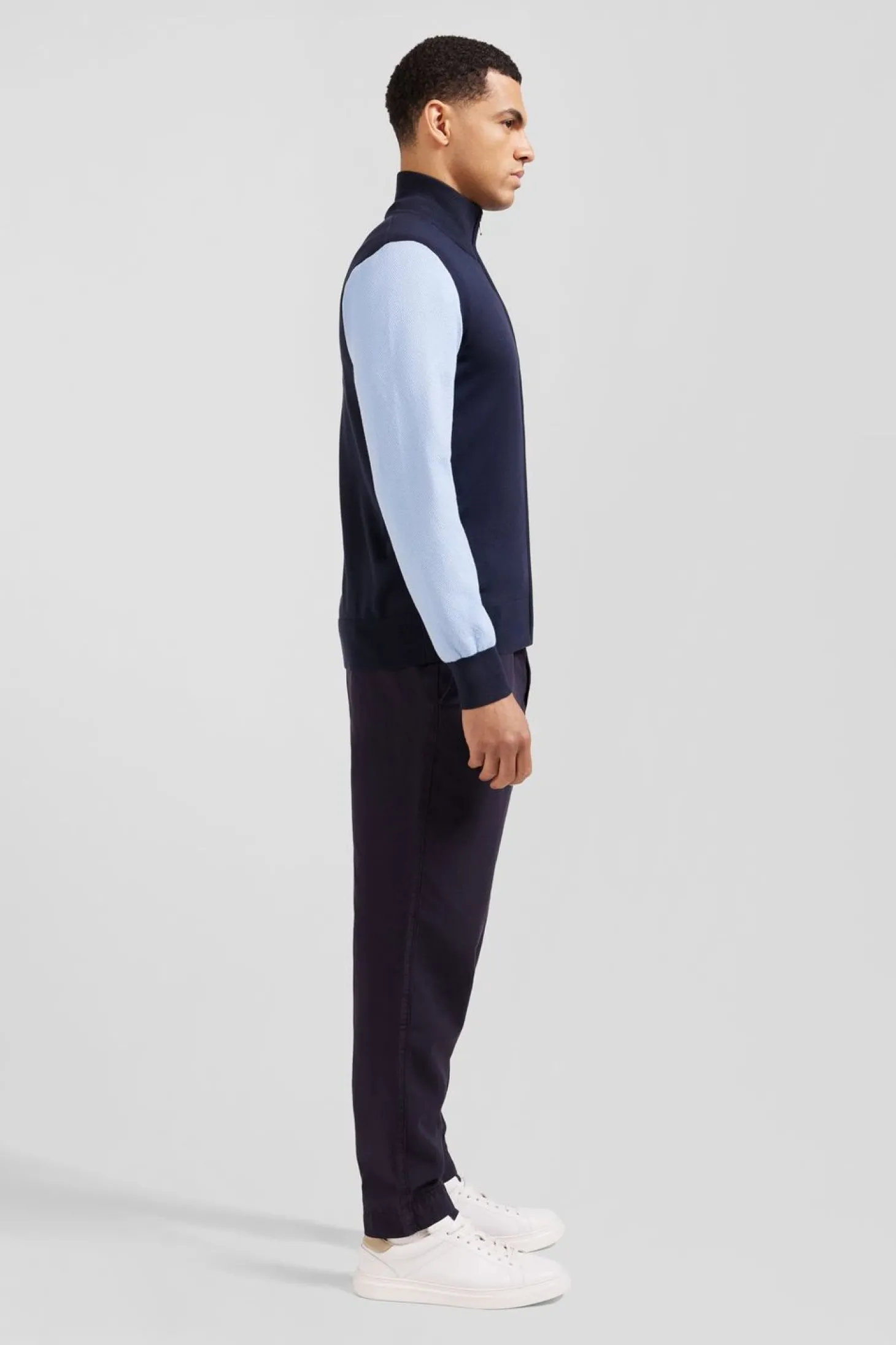 Cardigan Zippe Marine Et Bleu Numero 10