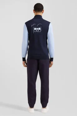 Cardigan Zippe Marine Et Bleu Numero 10