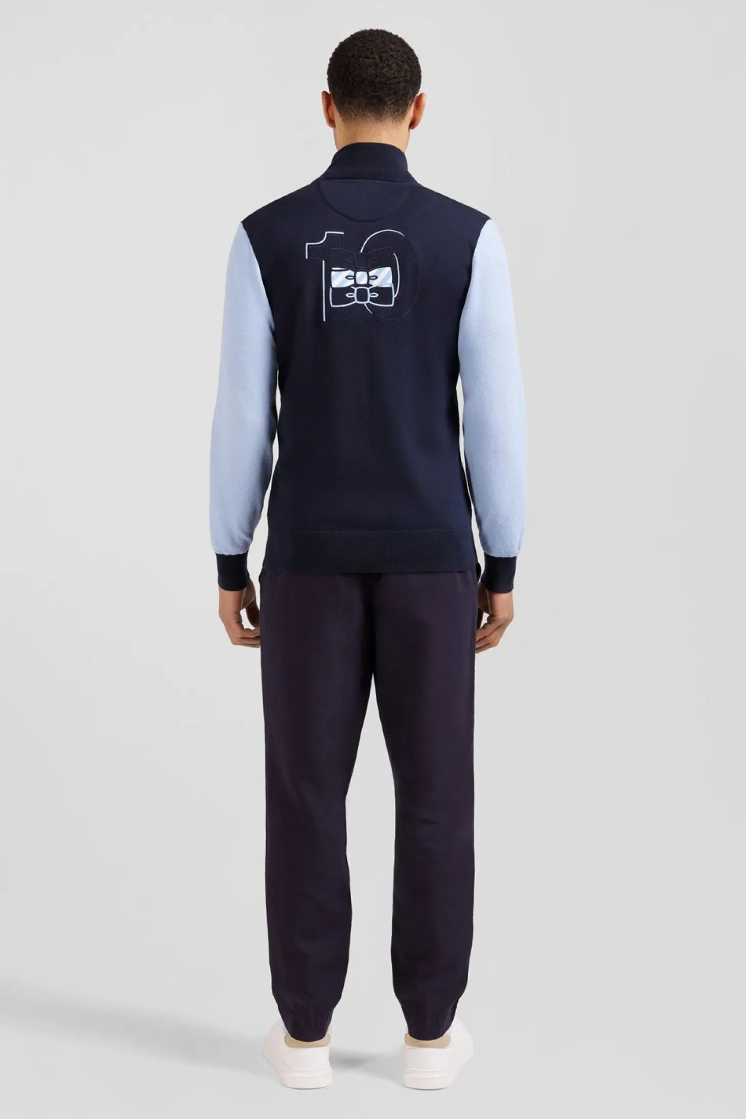 Cardigan Zippe Marine Et Bleu Numero 10