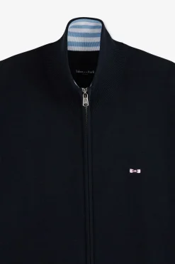 Cardigan Zippe Marine Et Bleu Numero 10