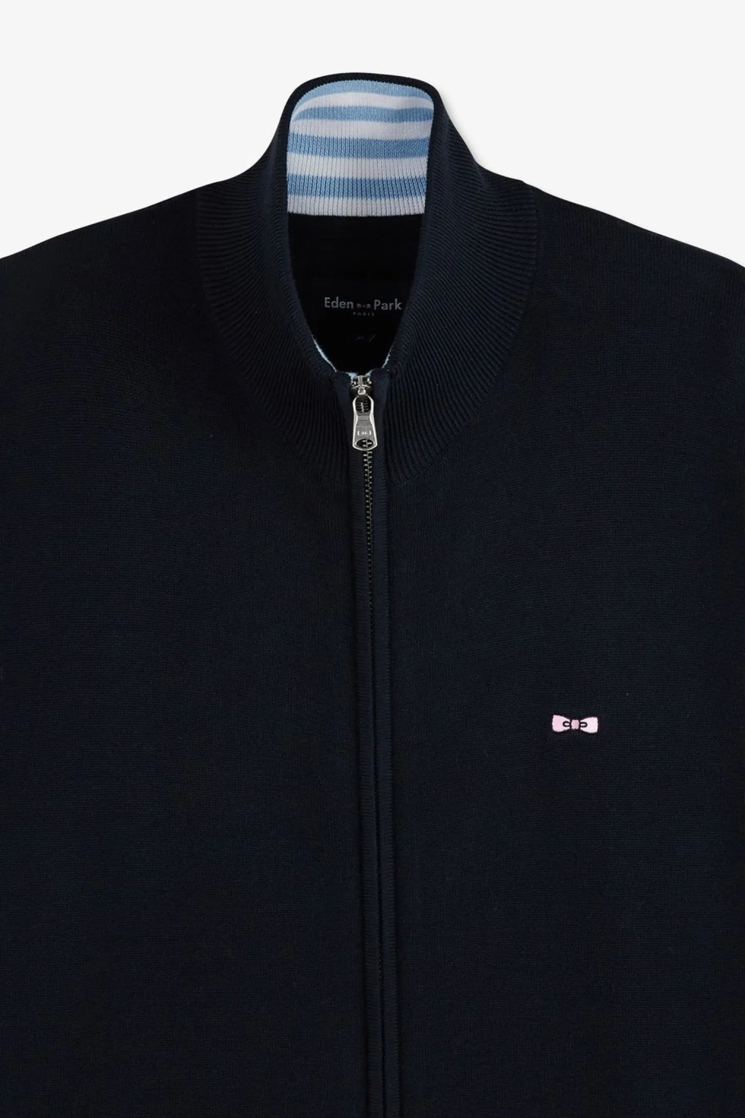 Cardigan Zippe Marine Et Bleu Numero 10