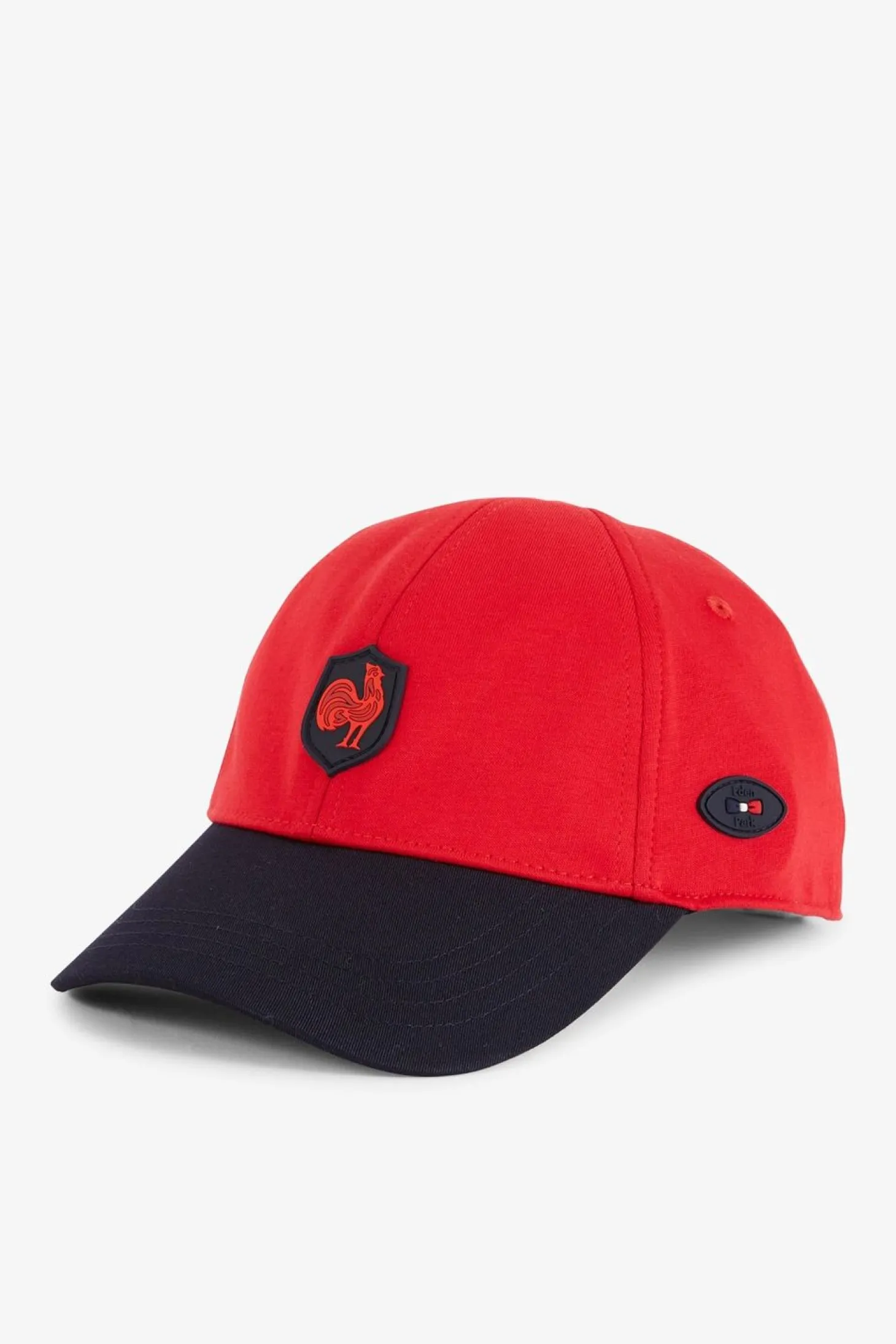 Casquette En Coton Bicolore Marine Et Rouge Embleme Coq