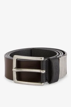 Ceinture En Cuir Reversible Boucle En Metal Argente