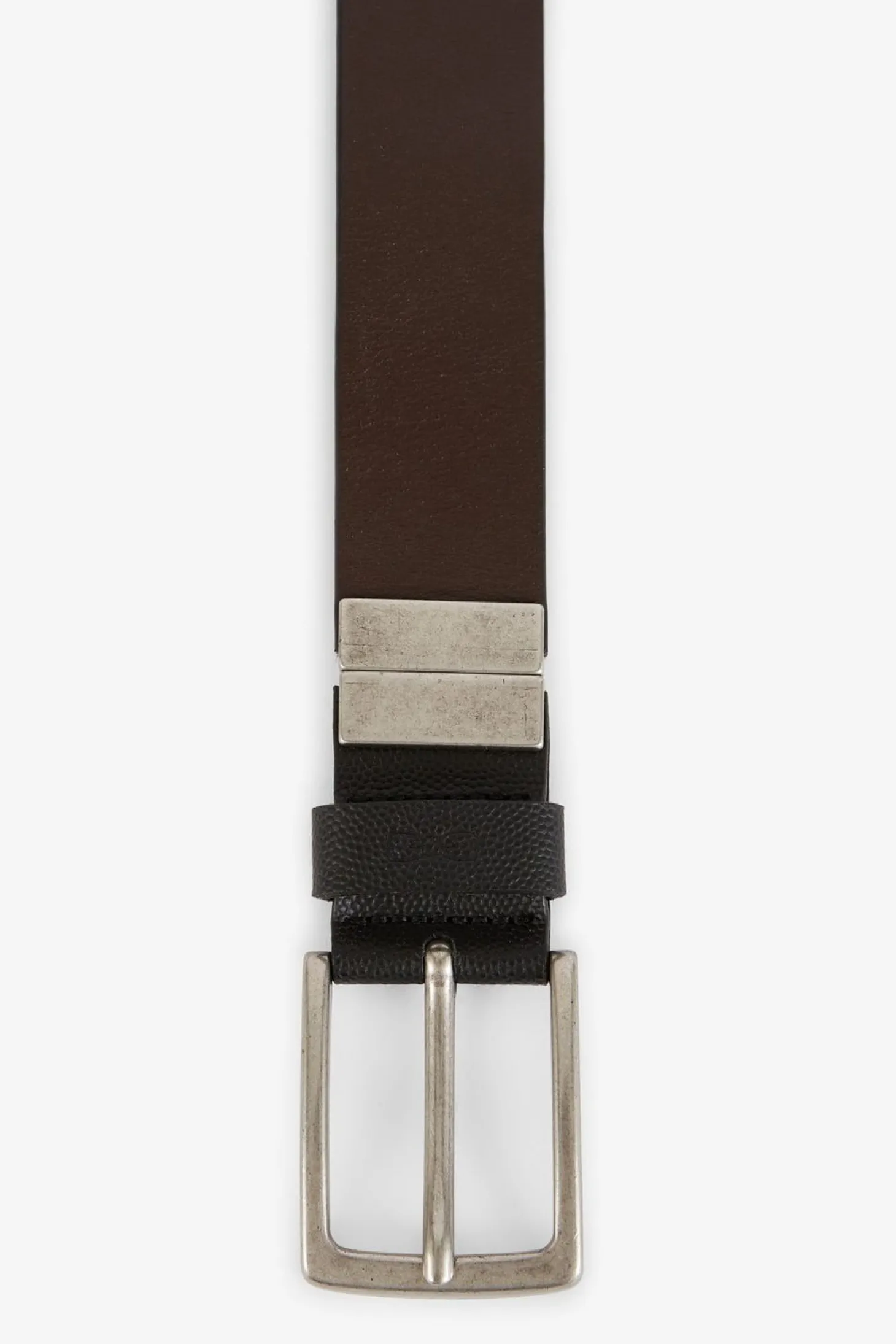 Ceinture En Cuir Reversible Boucle En Metal Argente
