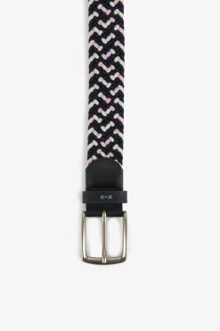 Ceinture Tressee Elastique Tricolore Rose
