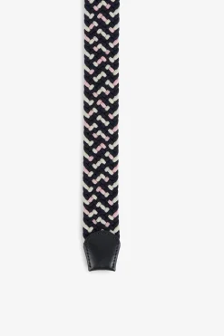 Ceinture Tressee Elastique Tricolore Rose