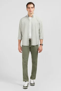 Chemise Beige Clair En Coton Dobby