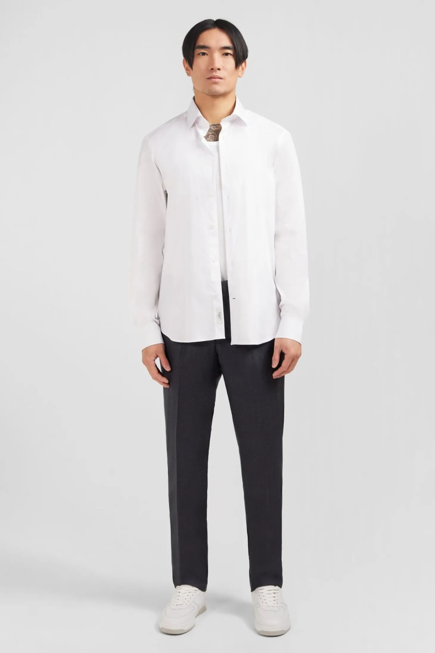 Chemise Blanche Slim En Popeline Stretch