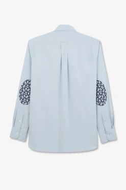 Chemise Bleu Clair A Coudieres Fleuries