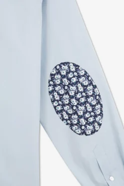 Chemise Bleu Clair A Coudieres Fleuries