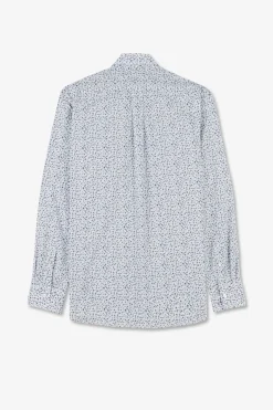 Chemise Bleu Clair A Micro Motif Fleuri