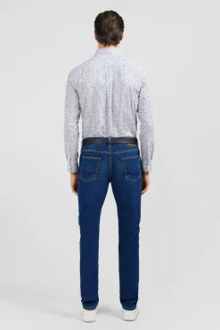 Chemise Bleu Clair A Micro Motif Fleuri