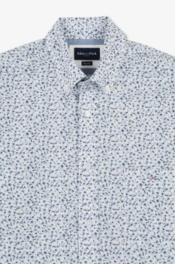 Chemise Bleu Clair A Micro Motif Fleuri
