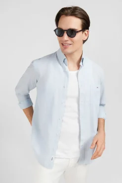 Chemise Bleu Clair En Coton Dobby